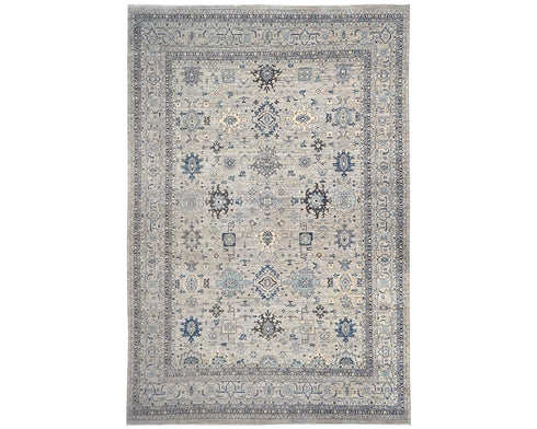 12x15 Ziegler Gray Afghan Hand Knotted Wool Area Rug